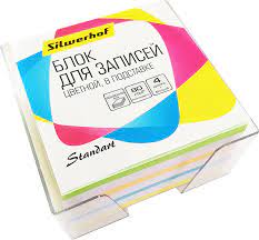 Блок для записи Silwerhof 701031 бумажный Стандарт 90х90х45мм 80г/м2 ассорти 5цв.в упак. в подставке